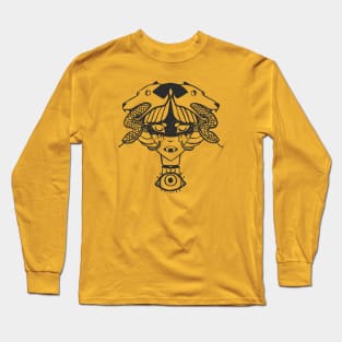 Strange Girl With Fox Dogs, Snakes, And Third Eye, Weird Art Long Sleeve T-Shirt